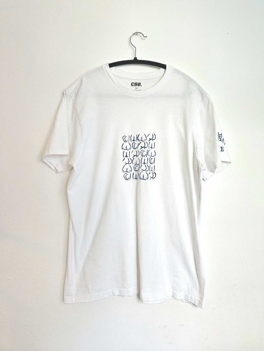 White Graphic T-Shirt - Linocut Print